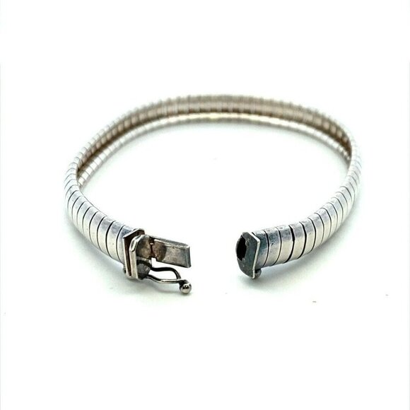 Estate Italian Sterling Silver 7 ½" Bracelet w/ Safety Bar! 8 - Picture 8 of 10